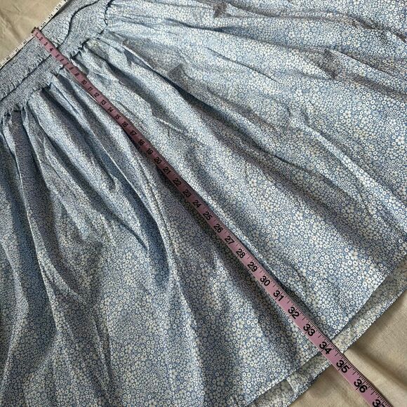 J.Crew Liberty Blue White Floral Smocked Midi Skirt L Cottagecore Boho Coastal - Picture 14 of 14